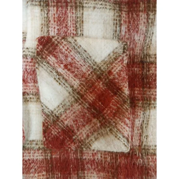 ZARA Shacket Womens Medium Red/Pink/Brown Checkered Overshirt - Picture 6 of 13